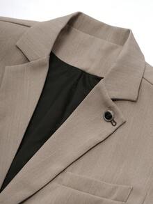 Calvornis Men's Solid Color Notch Lapel Front Button Casual Blazer Men's Suit Jacket - Khaki - View 4