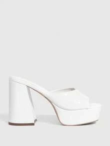 CUCCOO SZL 踝带露趾高跟凉鞋，度假鞋，夏季情人节礼物，夏季鞋，春季鞋，春假复活节舞会高跟鞋 - 白色 - 查看 7