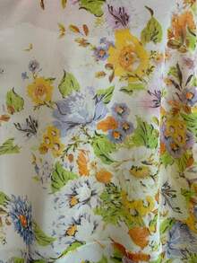 Vibekara Spring, Summer, Elegant, Vacation French Sweet Floral Placement Chiffon Puff Sleeve Sweetheart Neck Waist Cinched Fit & Flare Dress, Spring/Summer Women Outfit, Evening Gown, Birthday Dress - Multicolor - View 4