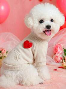 PETSIN 1 Piece Of Clothing For Cats/Dogs With Three-Dimensional Heart-Shaped Decorations, Suitable For Spring Valentine's Day Outfits - White - View 2
