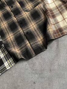 AXEPEAK 男士格子短袖单排扣休闲口袋衬衫 短袖格子衬衫 男士衬衫 街头服饰 街头风纽扣格子衬衫 男士格子短袖衬衫 混色格子衬衫 宽松衬衫 男士格子衬衫 短袖衬衫 - 彩色 - 查看 6