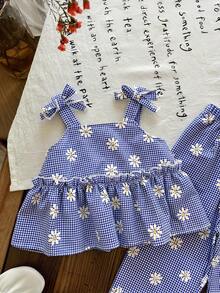 LMoss Kids 女婴格子吊带连体衣和打底裤两件套 - 彩色 - 查看 4