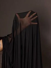 Slumberist 性感薄纱花卉蕾丝金属亮片吊带开衩睡裙女士睡衣套装 - 黑色 - 查看 7