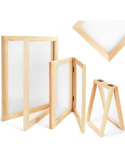 Juego de 3 piezas de marcos de madera para hacer papel, pantallas de madera para hacer papel, moldes para hacer papel, 3 tamaños de marcos de madera, adecuado para la producción de arte de papel DIY