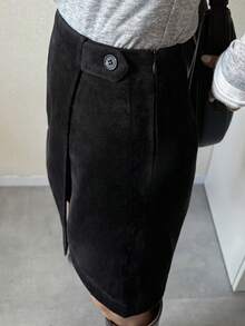FRIFUL Women's Grey Shorts Skirt, Commuter Style, Spring/Summer - Black - View 5