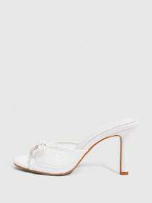 CUCCOO SZL 女士蝴蝶结装饰尖头时尚日常高跟凉鞋 - 白色 - 查看 5