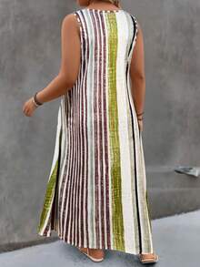 EMERY ROSE Váy hai dây kẻ sọc dáng rộng dành cho nữ cỡ lớn, thích hợp cho kỳ nghỉ. - Nhiều màu - Xem 2