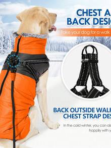 Dog Winter Jackets For Large Dogs,Dog Coat With Harness Built In,Waterproof Dogs Snowsuits Warm Pet Jacket Zip Up Fleece Cold Weather Coats Reflective Puppy Vest With - Multicolor - View 5