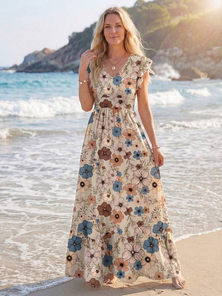 shein beach dress Allover Pineapple Tropical Print Cami Multicolor Sleeveless Sheath Mini Dresses Women Summer Vacation Dress Elegant Cap Sleeve Hem Casual Vacation Chic Dresses For Women Sylviya Multicolor Floral Print Maxi