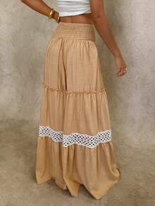 Hanevo Layered Lace Patchwork Pants, Vacation Style - Burnt Orange - View 2