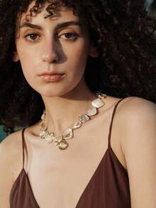 Opalesca 女士项链，珍珠/水晶，18K镀金，适合夏季/海滩/舞会/派对/假日/度假、订婚/结婚/承诺等场合，送给妈妈/女士/女孩/母亲 - 金色 - 查看 5