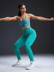 Powerista 女士弹力高腰塑身运动紧身裤 - 綠色 - 查看 6