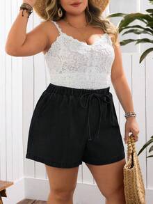 EMERY ROSE Quần short denim mềm mại và gợi cảm dành cho người có thân hình đầy đặn, kiểu dáng thoải mái và phù hợp cho kỳ nghỉ hè. - Màu xám đen - Xem 6