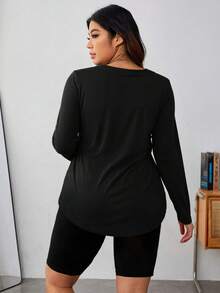 Velisys 2pcs Women's Black & Coffee Brown Round Neck Long Sleeve Relaxed Fit Comfortable Casual Yoga & Active Wear - Multicolor - View 3