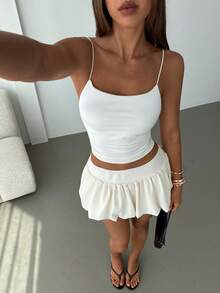 Aloruh Women's Light Apricot Mini Tulip Hem Skirt - Apricot - View 7