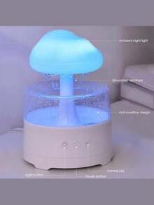 1 pieza Humidificador para el hogar, Humidificador en forma de nube de lluvia de colores, Máquina de aromaterapia con gotas de lluvia, Lámpara de ambiente para dormir, Luz nocturna en forma de nube de lluvia con 7 colores cambiantes, Adecuado para el hogar, la oficina y el dormitorio - Multicolor - Ver 7