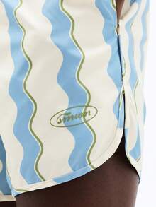 SUMWON 波浪条纹泳裤，松紧腰带，沙滩度假夏季泳池短裤 - 彩色 - 查看 5