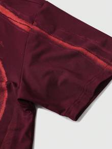 PAVTROS Men's Cross Print Casual Loose Fit Round Neck Short Sleeve T-Shirt - Burgundy - View 6