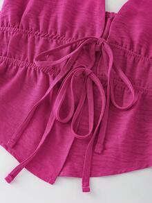 Nevyona 女士露背系带无袖吊带背心，适合春夏度假穿着 - 玫紅色 - 查看 6