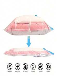 4 pièces Sac de rangement sous vide, sac économiseur d'espace convenant pour les vêtements, matelas, couvertures, couettes, oreillers, couettes, voyages et déménagements. Organisateur pour la chambre à coucher, le rangement à la maison, pour les t-shirts blancs pour femmes, les pantalons noirs pour femmes, les vêtements d'hiver pour dames, les robes, les vêtements d'hiver pour dames - Transparent - Voir 2