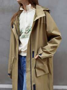 Maija Women Casual Drawstring Hooded Jacket ,Festival - Army Green - View 1