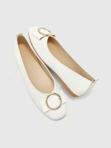 CUCCOO BIZCHIC Women's Metal Decor Casual Versatile Flat Shoes Spring Shoes - Beige - View 10