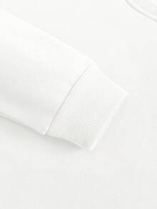 EMERY ROSE 女士休闲爱心刺绣卫衣，秋冬款 - 白色 - 查看 5