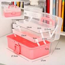 1pc 3-Layer Plastic Storage Box, Multi-Purpose Storage Box, Household Folding Tool Box, Portable Art & Craft Box, Sewing Supplies Organizer, Medicine Box
