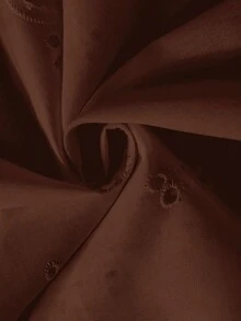 EMERY ROSE 大码女式刺绣V领宽松衬衫，夏季 - 咖啡棕 - 查看 7