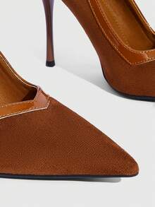 CUCCOO SZL 女士纯色尖头简约高跟鞋，休闲日常春季鞋款，适合春假、复活节和圣诞节等场合。 - 立絨棕色 - 查看 5