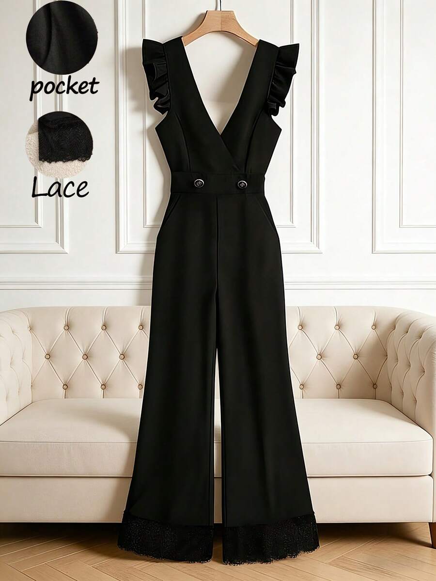 GlowEve Sleeveless Black Casual Jumpsuit With Criss-Cross Neckline Design For Women