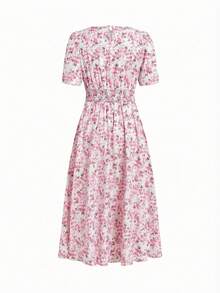 Ellevyn 收腰圆领吊带连衣裙，浪漫假日连衣裙 - 杏色 - 查看 2