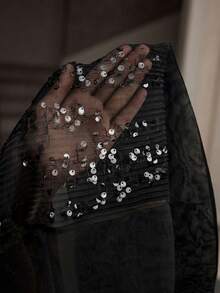 ZEYLAH Sequin Asymmetric Waist Maxi Dress, Autumn/Winter - Black - View 8