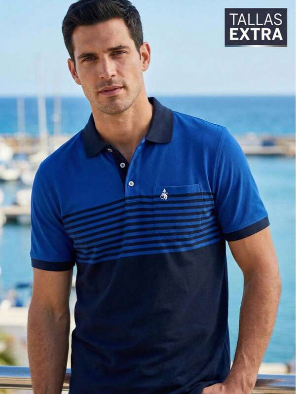 Playera Polo Casual para Hombre en Azul | Camiseta de Manga Corta, Diseño Moderno, Cómoda y Fresca, Perfecta para Uso Diario en Tallas Extra