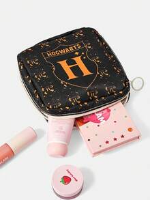 HARRY POTTER X SHEIN 1 Cartoon Pattern Toiletry Bag And Travel Cosmetics Storage Bag, Capable Of Accommodating Travel Essentials And Cosmetics - Orange - View 5