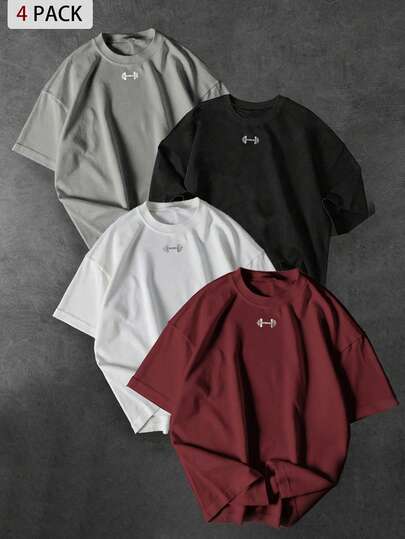 Sport MetroGents 男士杠铃印花宽松圆领短袖运动T恤