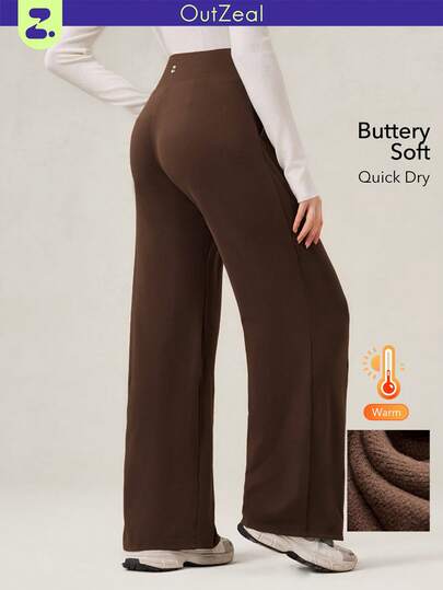 OutZeal Women Soft Fleece Light Warmth High Waistband Straight Leg Sports Pants Winter Fall Daily Casual