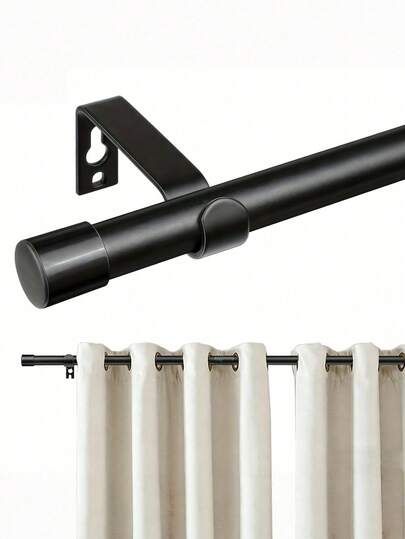 Siyah Ayarlanabilir Gerginlik Perde Çubuğu Seti, Braketleriyle Birlikte, 16 mm Çapında Metal Çubuk, Modern Minimalist Pencere Dekorasyonu, Hafif Şeffaf Perdeler, Duş, Banyo, Mutfak, Kafe Dekorasyonu, Kolay Kurulum, Ev Dekorasyonu, Apartman, Oturma Odası
