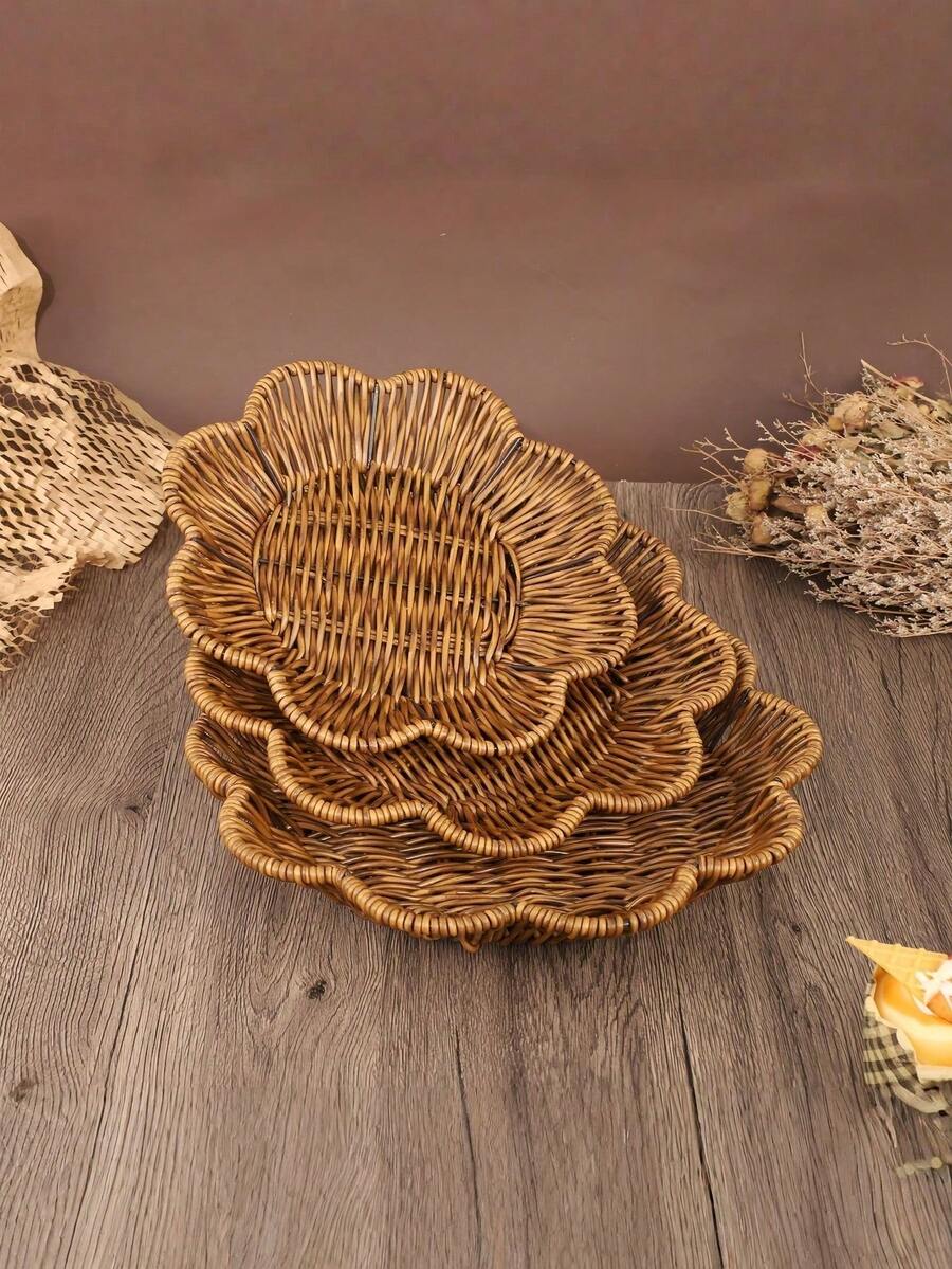 Cesta de almacenamiento de estilo de ratán tejido creativo, cesta de almacenamiento multicompartimento para la sala de estar - Café integral - Ver 1