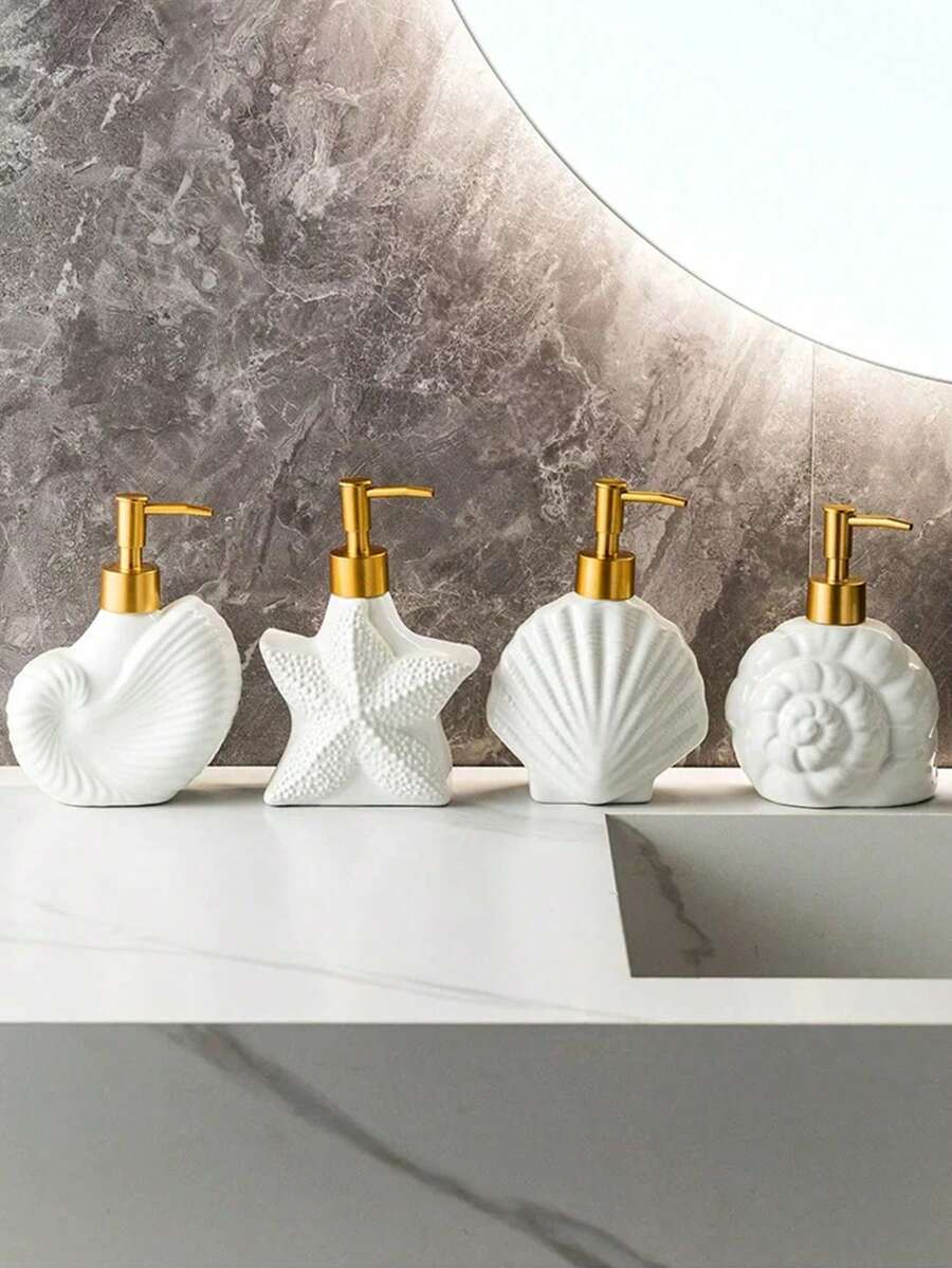 1 Piece Of High-Grade Simple Luxury Bathroom Ceramic Lotion Bottle Separate Bottle Bath Gel Shampoo Separate Bottle - White - View 1