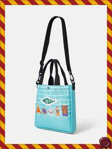 HARRY POTTER X SHEIN Túi đeo vai liền thân thời trang dành cho nữ, túi đeo vai in họa tiết với dây đeo vai có thể điều chỉnh, túi đeo vai thường ngày dành cho nữ đi làm. - Màu xanh nhạt - Xem 2