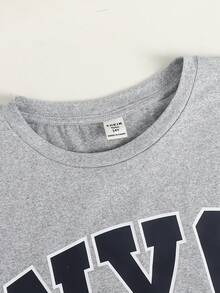 Girlism 少女针织灰色字母印花T恤和宽松休闲裤套装 - 淺灰色 - 查看 5