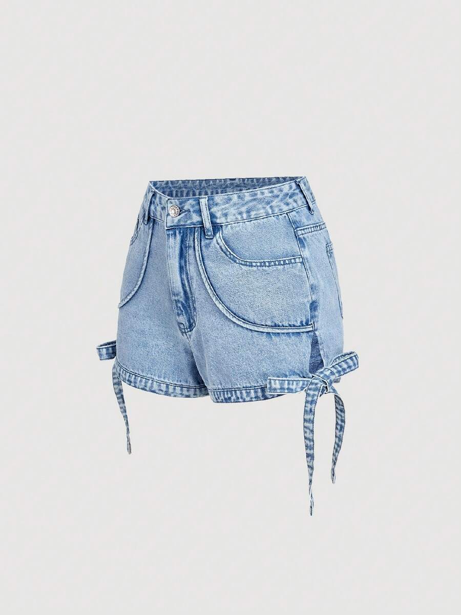 Sweetra Women's Casual Denim Shorts - Blue - View 1