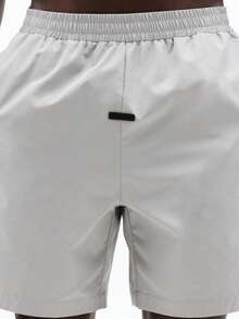 SUMWON 男士宽松版型沙滩短裤，弹性腰带，侧边口袋，夏季沙滩泳裤，及膝休闲泳装 - 灰色 - 查看 7