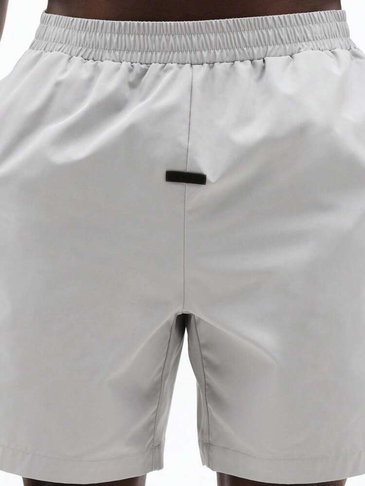 SUMWON メンズリラックスフィットボードショーツ、ウエストゴム、サイドポケット、夏のビーチスイムトランクス、膝丈カジュアルスイムウェア、無地