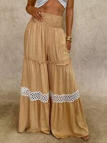 Hanevo Layered Lace Patchwork Pants, Vacation Style - Burnt Orange - View 5