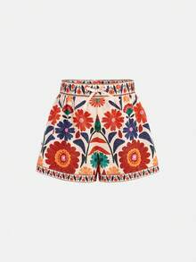 Travachic KIDS Bộ đồ đi nghỉ mát thanh lịch dành cho bé gái tuổi teen: áo tay ngắn in hoa và quần short cạp chun. - Nhiều màu - Xem 9