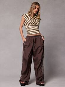 Hauture Women's Striped Ruched Cropped Casual Hoodie - Multicolor - View 4