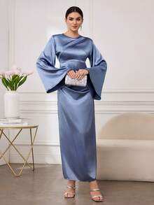 Modelyn Đầm nữ thiết kế xếp lớp thắt eo - Màu xanh lam - Xem 5