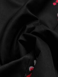 Elenzga 大码女式中国风印花连衣裙，端庄优雅，稳重得体，适合新年、节日、派对、情人节等场合。旗袍连衣裙，女士优雅印花短袖中国风连衣裙，新年快乐！ - 黑色 - 查看 3